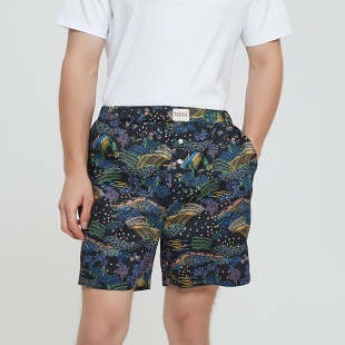 五分裤 大码 百搭大裤 男夏季 衩 沙滩裤 薄款 居家睡裤 纯棉印花短裤 男士