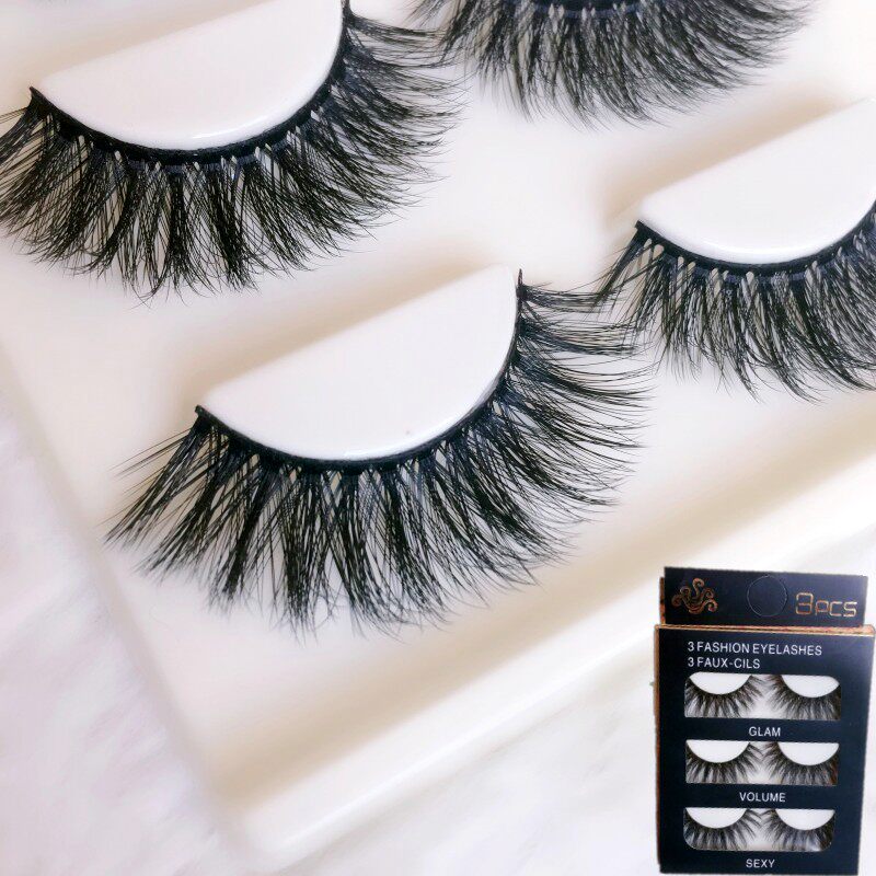 3d立体卷翘睫毛3对浓密交叉夸张欧美烟熏妆舞台cos长款仿真眼睫毛