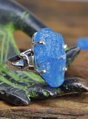 磷灰石原矿纯银戒指嬉皮ins瑜伽