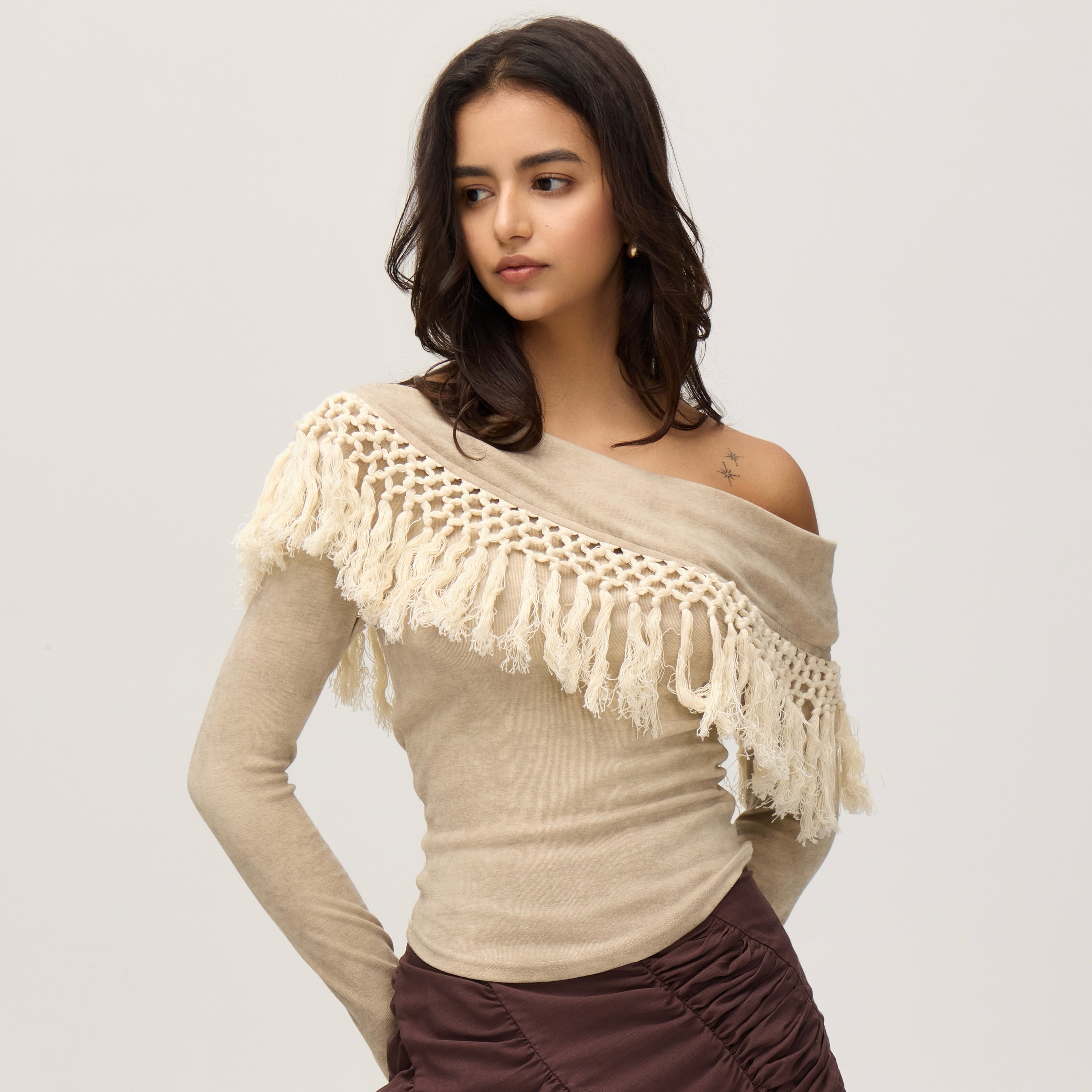 春秋新款纯色气质百搭T恤