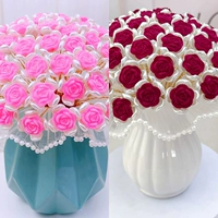 【132】 [2 бутылки] бархатные розы [розовый порошок+винный красный] +2 вазы листьев лотоса, чтобы сделать