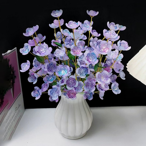 渐变幸福玫瑰花diy手工制作花束