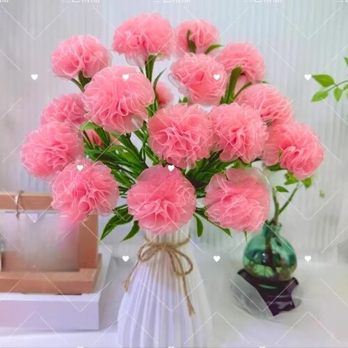 雪纱21朵康乃馨花束DIY材料包