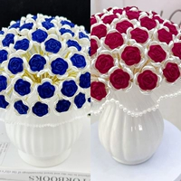 【132】 [2 бутылки] бархатные розы [сокровище синий+румянец] +2 вазы лотоса сами