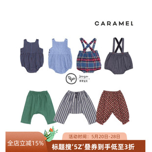 裤 5Z芽芽宝贝Caramel 23AW婴童中性格纹连体衣背带裤 子套装 CBC