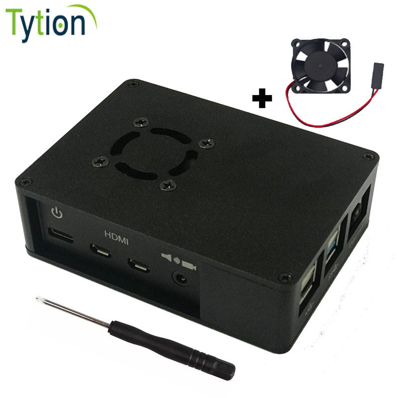 树莓派4 B 铝合金外壳 金属微型机箱 开发板单片机盒子带散热风扇