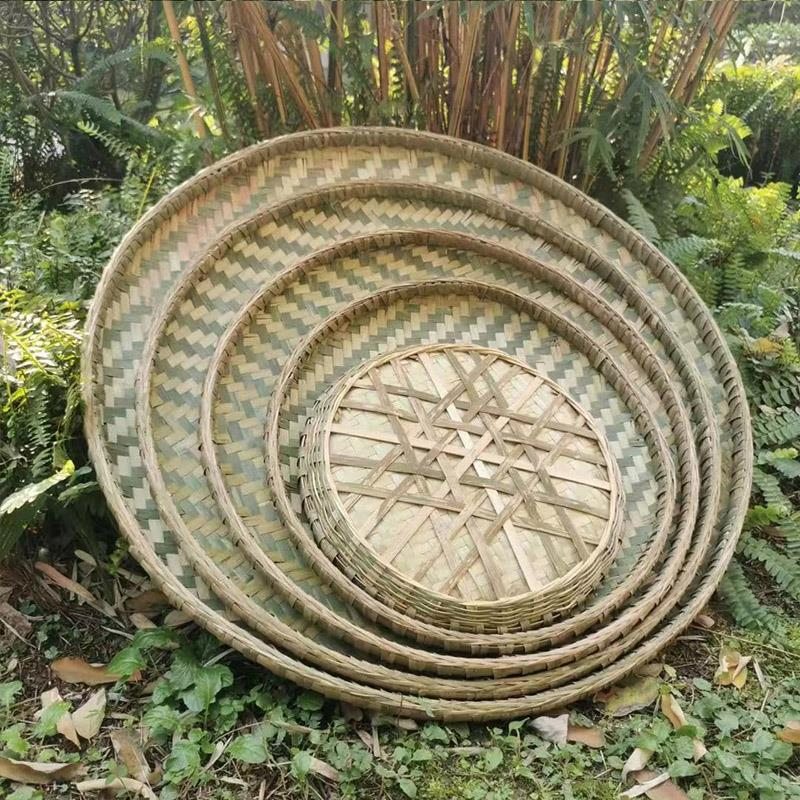 纯手工竹编圆簸箕竹匾竹筛有孔竹筛无孔簸箕纯手工家用制品乾货晾