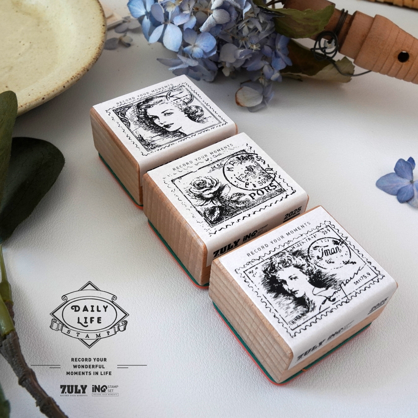 7ULY女士与玫瑰手帐印章