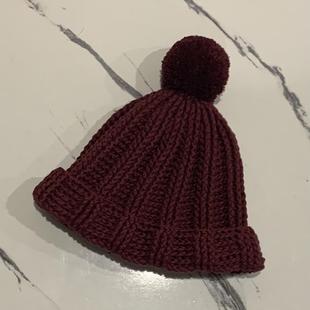 成品儿童帽子手工钩织牛奶棉桔梗花针织帽DIY秋冬保暖男女老少款