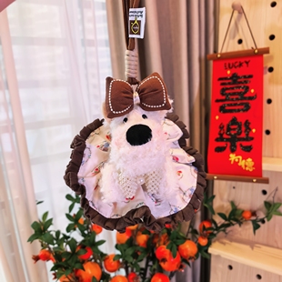 超萌超可爱西高地狗狗公主裙潦草狗钥匙包包挂件挂饰钥匙扣背夹款