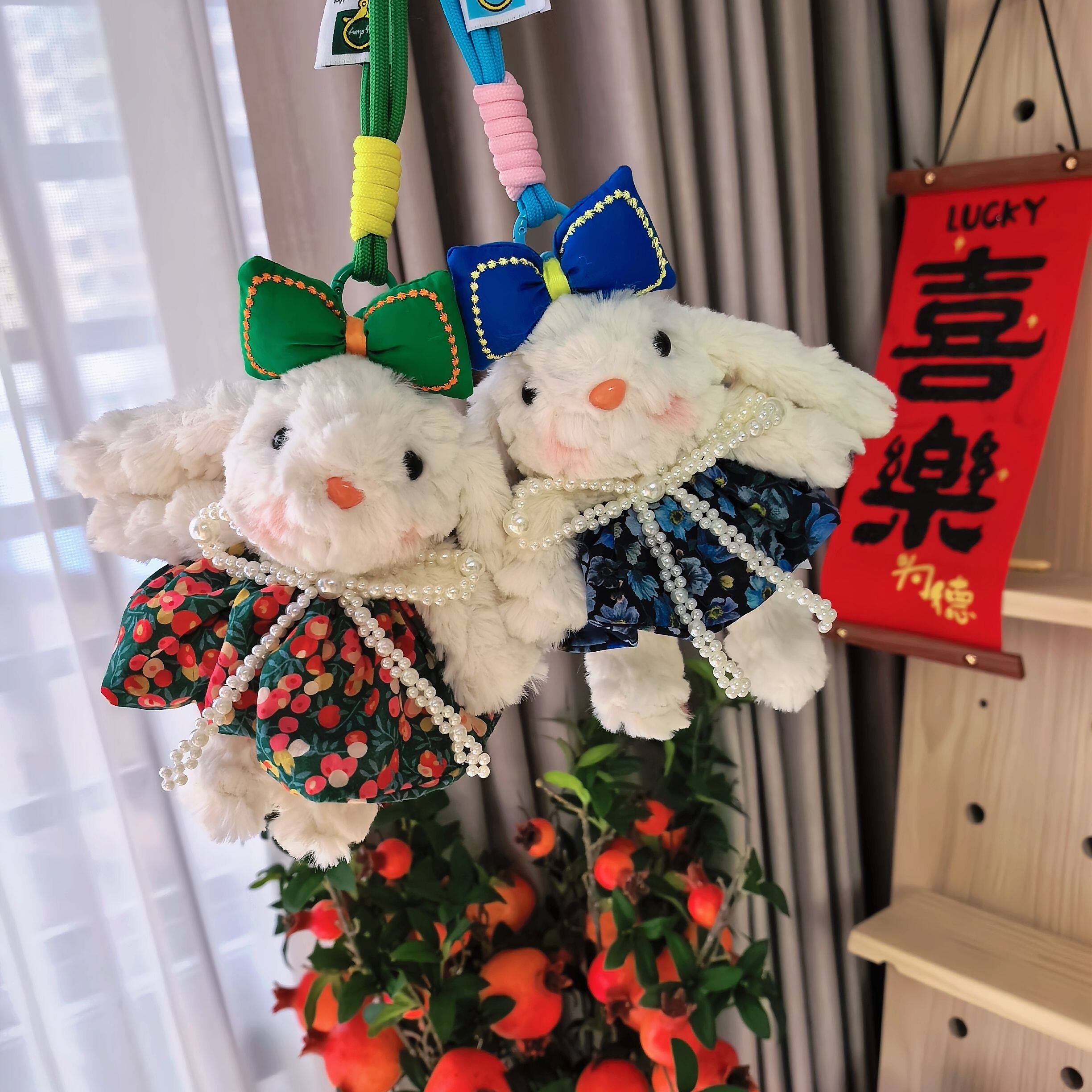 韩版可爱垂耳兔子邦尼兔钥匙扣挂件可爱毛绒玩偶包包挂饰礼物背夹