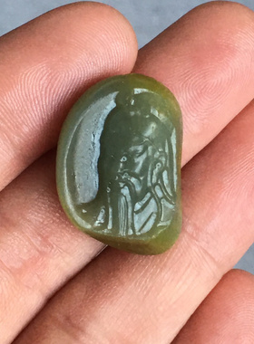 6.91克新疆和田玉籽料《关公》孤品挂件珠宝玉石文玩艺术收藏