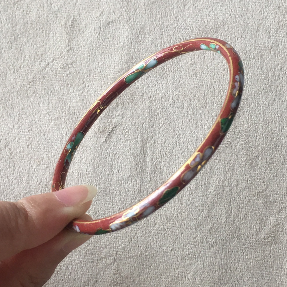 04c七八十年代景泰蓝铜胎掐丝珐琅磨光工艺手镯1个文玩艺术收藏