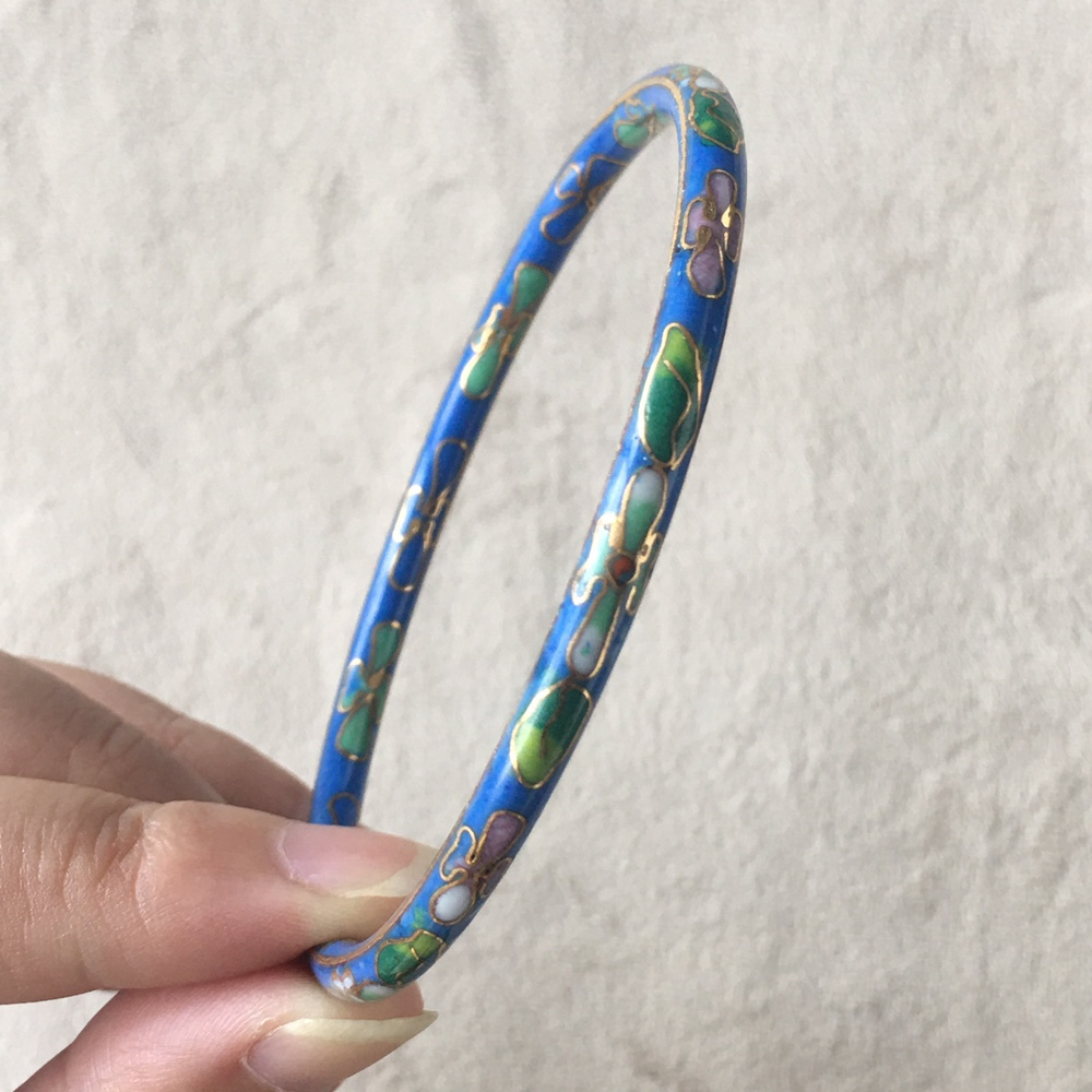 02c七八十年代景泰蓝铜胎掐丝珐琅磨光工艺手镯1个文玩艺术收藏