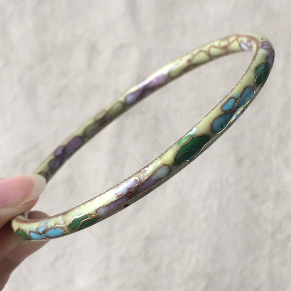 01c七八十年代景泰蓝铜胎掐丝珐琅磨光工艺手镯1个文玩艺术收藏