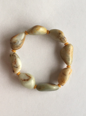 46.05克（含挂绳）新疆和田玉原石手链手链手串库存旧藏文玩收藏