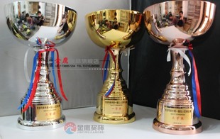 355 冠亚季军奖杯 金属比赛奖杯 三分球大赛 金银铜奖杯 学校奖杯