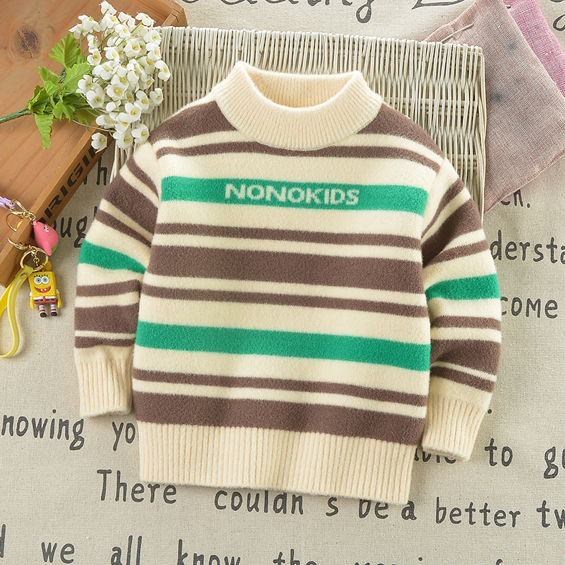 一体绒男童毛衣冬季保暖儿童线衣