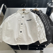 宝宝纯棉上衣秋季 白色衬衣韩版 小男孩薄外套 春秋儿童长袖 男童衬衫