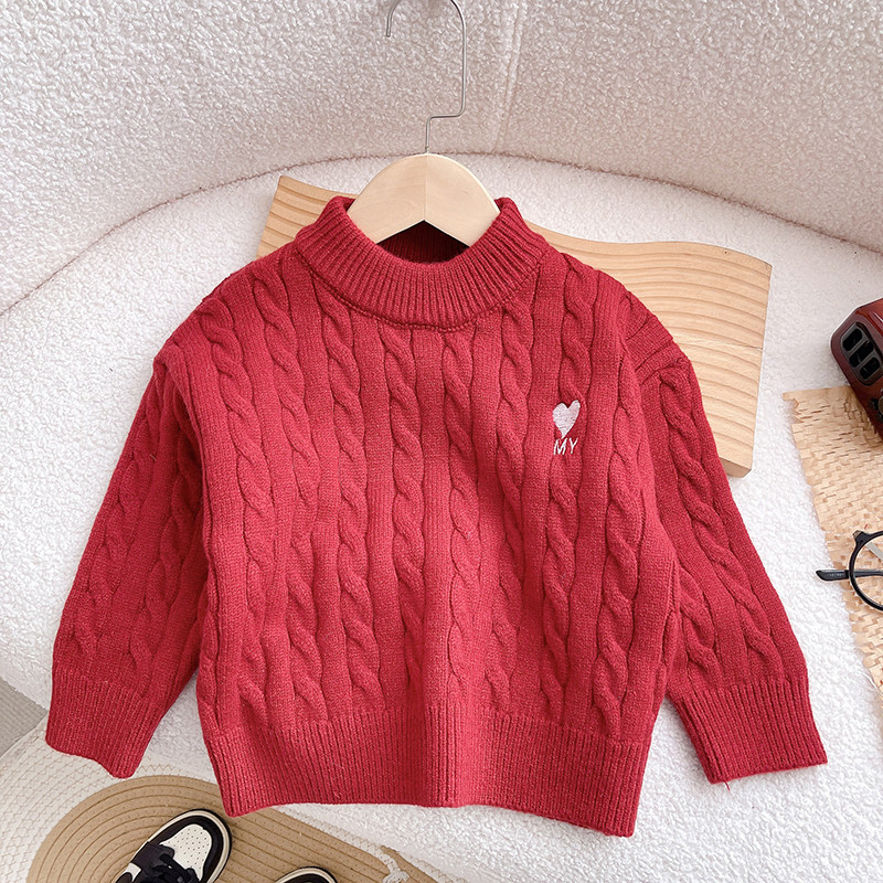 男童毛衣冬季儿童羊绒衫秋冬宝宝保暖打底线衣内搭男孩红色针织衫