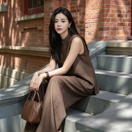 高级感松弛感气质套装女夏季垂感无袖背心阔腿裤两件套通勤穿搭