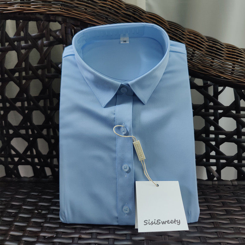 十四姐姐定制职业休闲装女春秋百搭精美修身衬衫条纹棉长短袖拱针