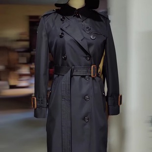 贵牌同源 高端女装色织棉华达呢防水中长款风衣外套英伦双排扣新