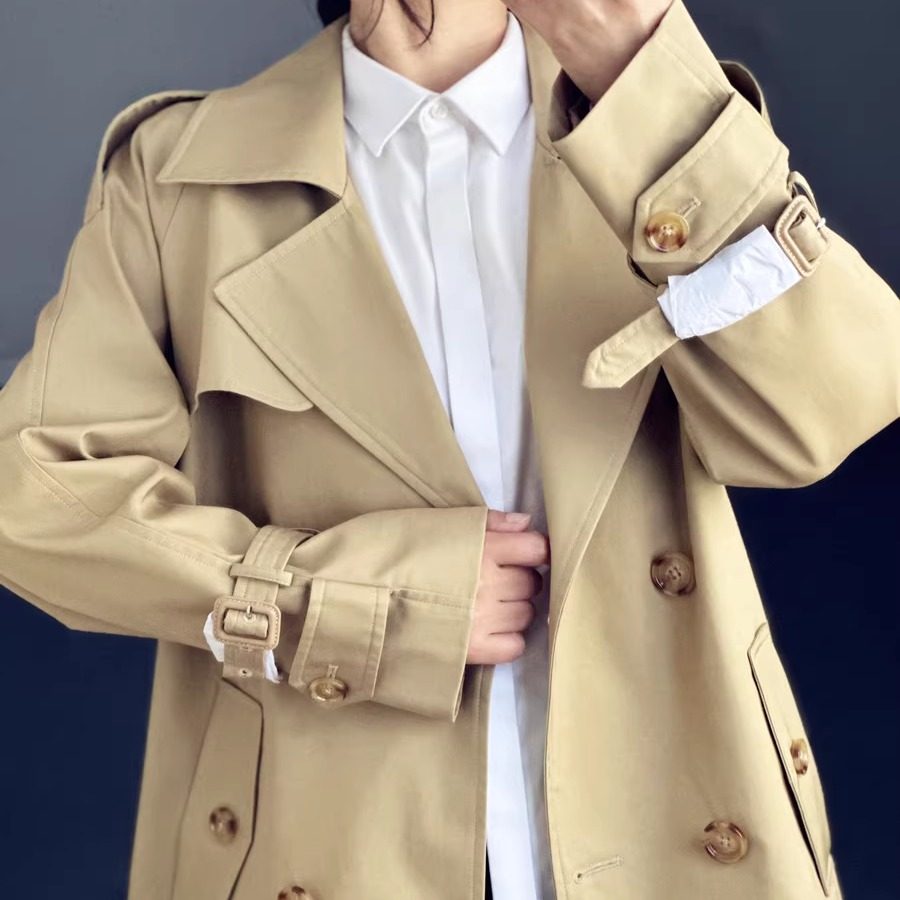 2026春装新款女装 普拉D平替短款风衣外套棉防水上衣小个子双腰带