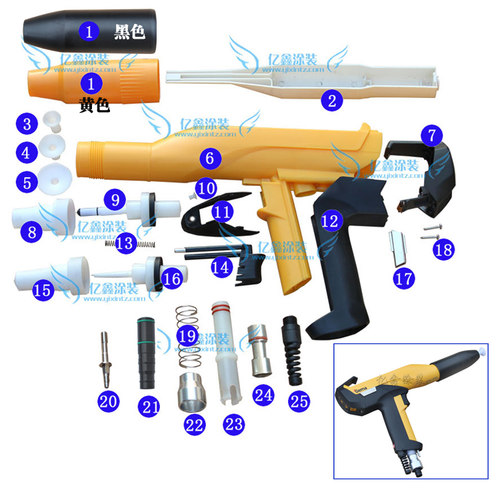 金马OPT2静电喷枪枪壳配件GM03喷枪放电针枪后盖粉管接头喷嘴2F
