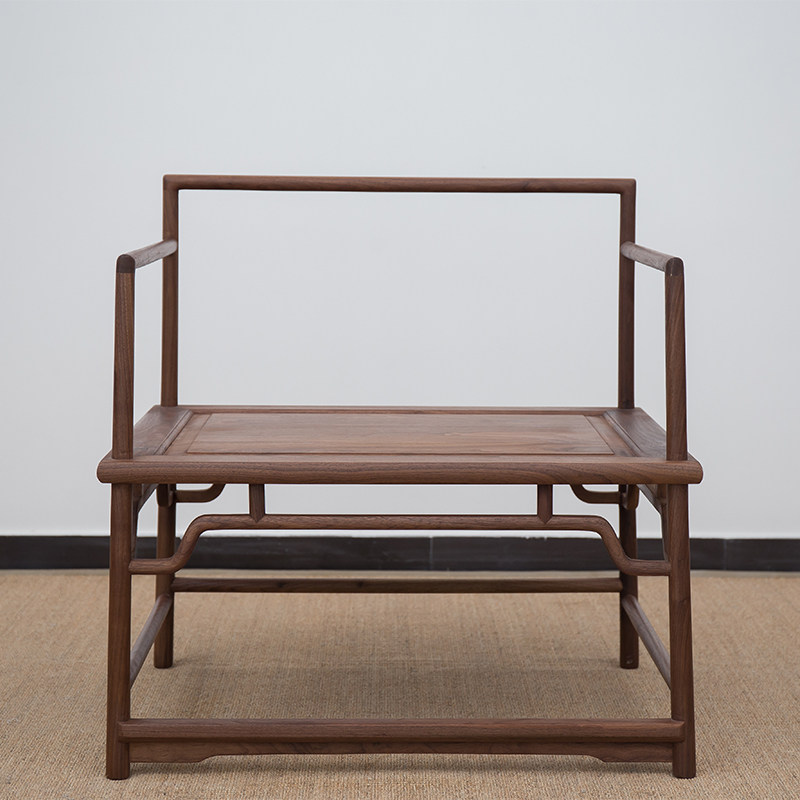 新中式禅椅打坐椅黑胡桃老榆木实木复古原木主人椅家具