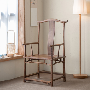 杪轩新中式黑胡桃木主人椅太师椅实木高背禅意扶手圈椅官帽靠背椅