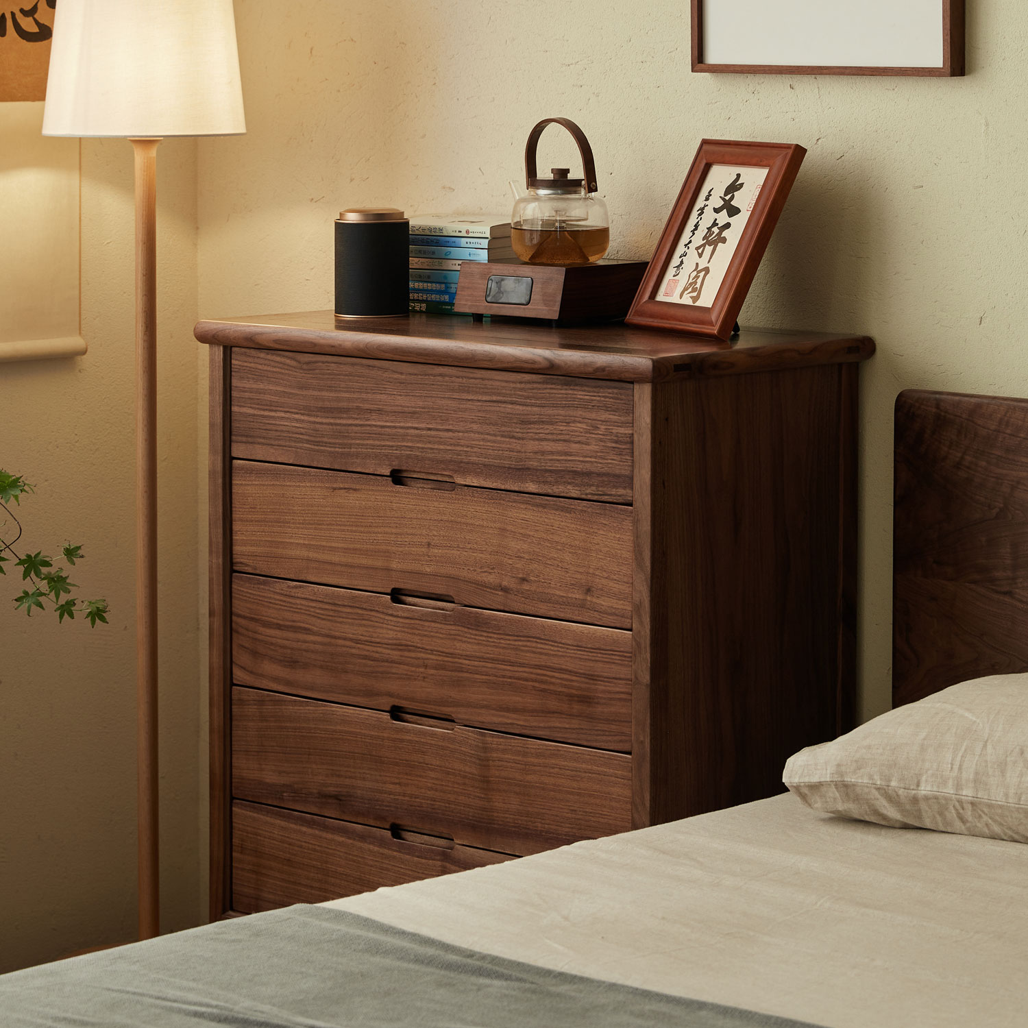 新中式五斗柜杪轩实木北美