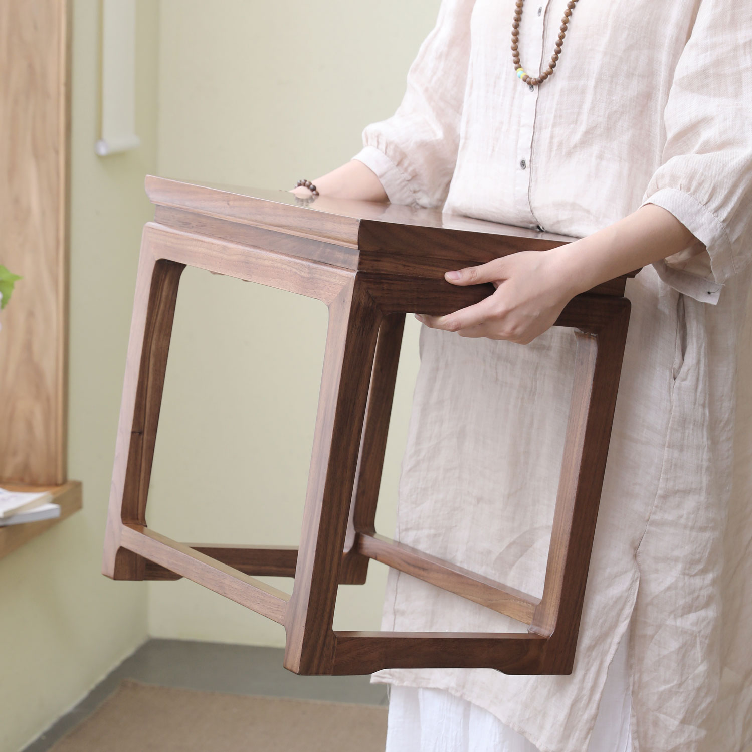 实用方凳杪轩黑胡桃木简约