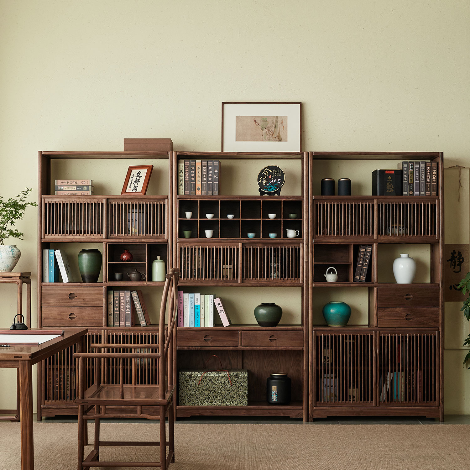 博古架杪轩原木实木新中式