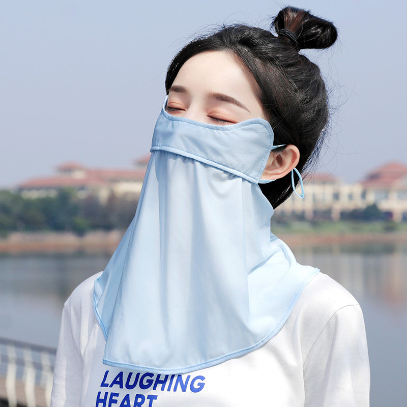 夏季防晒冰丝面罩女全脸遮阳护颈薄款透气成人骑行开车护眼角口罩