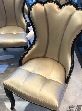 耐脏不脱皮欧式餐椅简约现代餐厅软包酒店饭店皮实木舒适深浅灰色