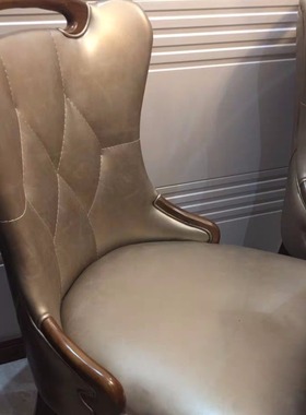 耐脏不脱皮餐椅实木软包欧式皮椅子餐厅酒店饭店凳棕灰色韩式高端