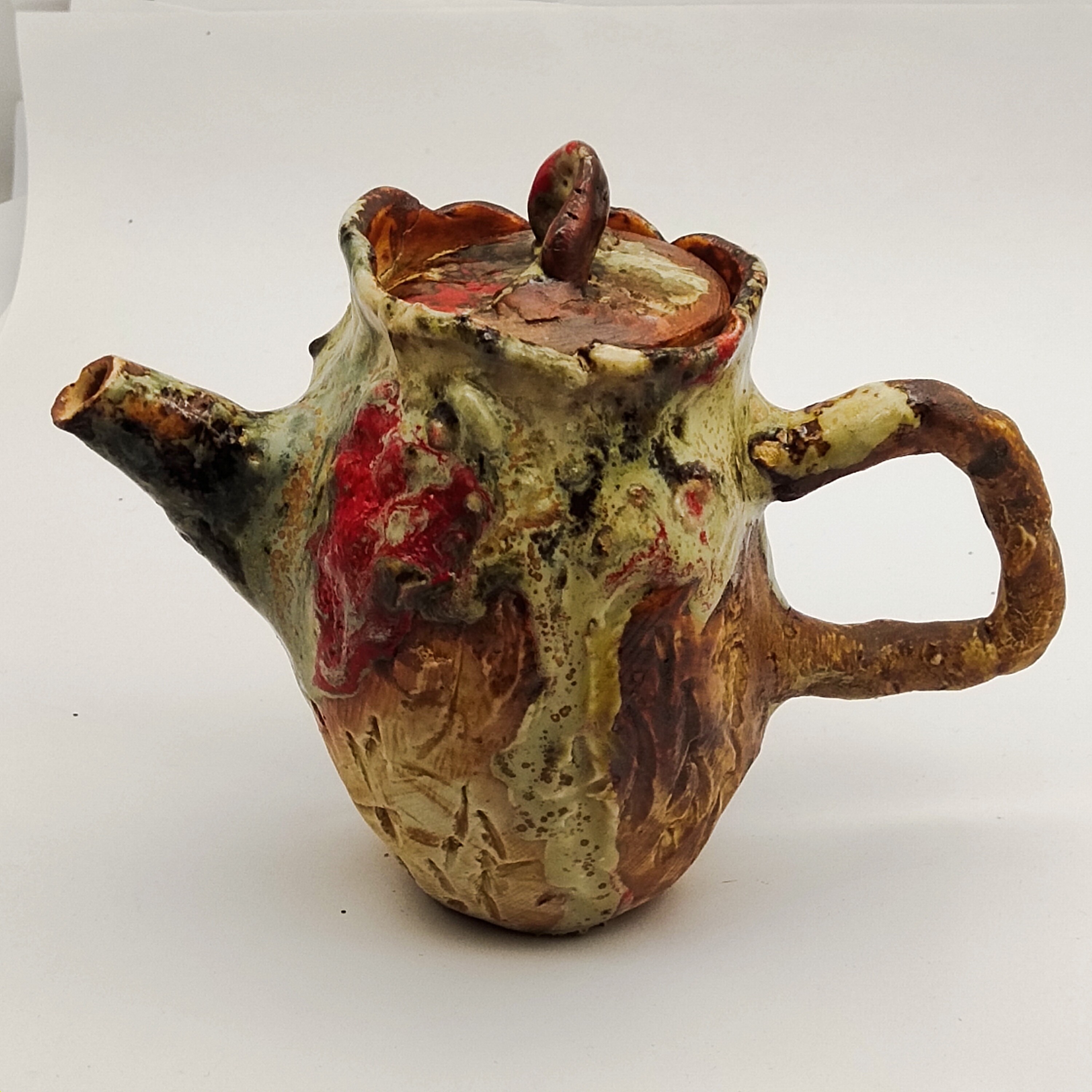 茶器茶具复古手捏柴烧志野烧侘寂风南蛮烧单耳壶 画家彭愚作品