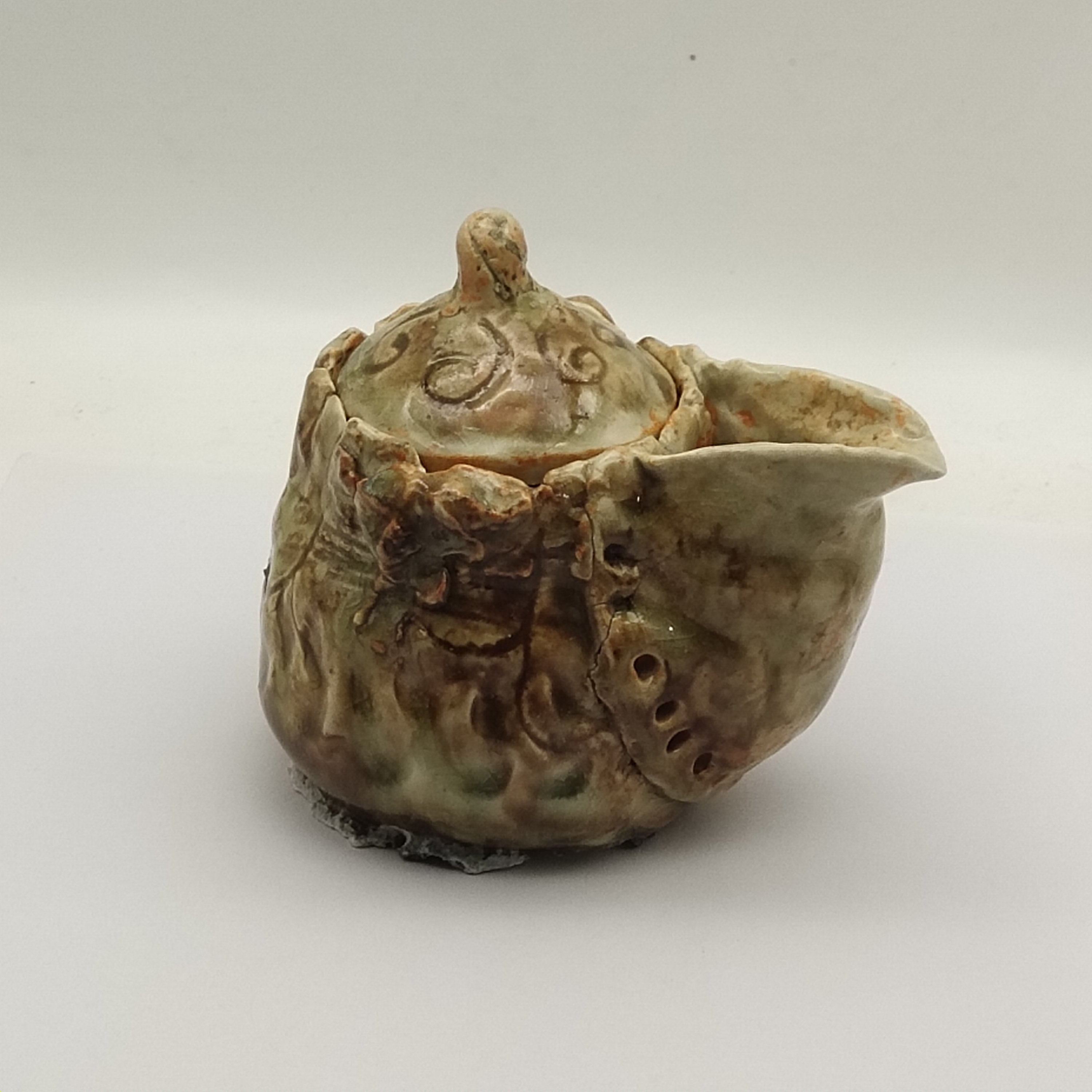 茶道茶器茶具复古手捏侘寂风志野烧南蛮烧柴烧宝瓶手抓壶