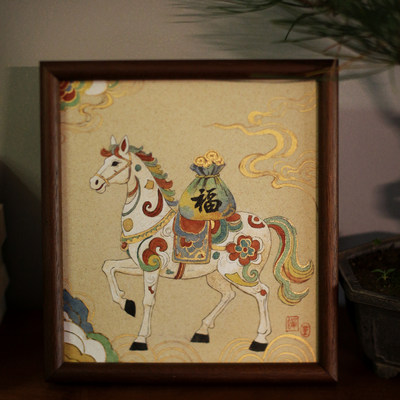 蝉心亭瓷板画景德镇手绘马上有福