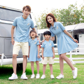 潮四口全家装 2026新款 洋气母女裙子夏班服 夏一家三口装 国风亲子装