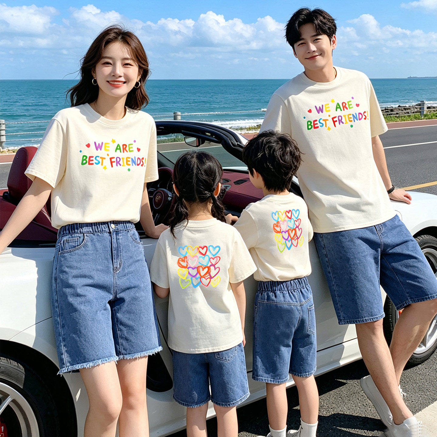 亲子装2026新款夏季短袖T恤一家三口四口母子母女炸街高级感套装图片