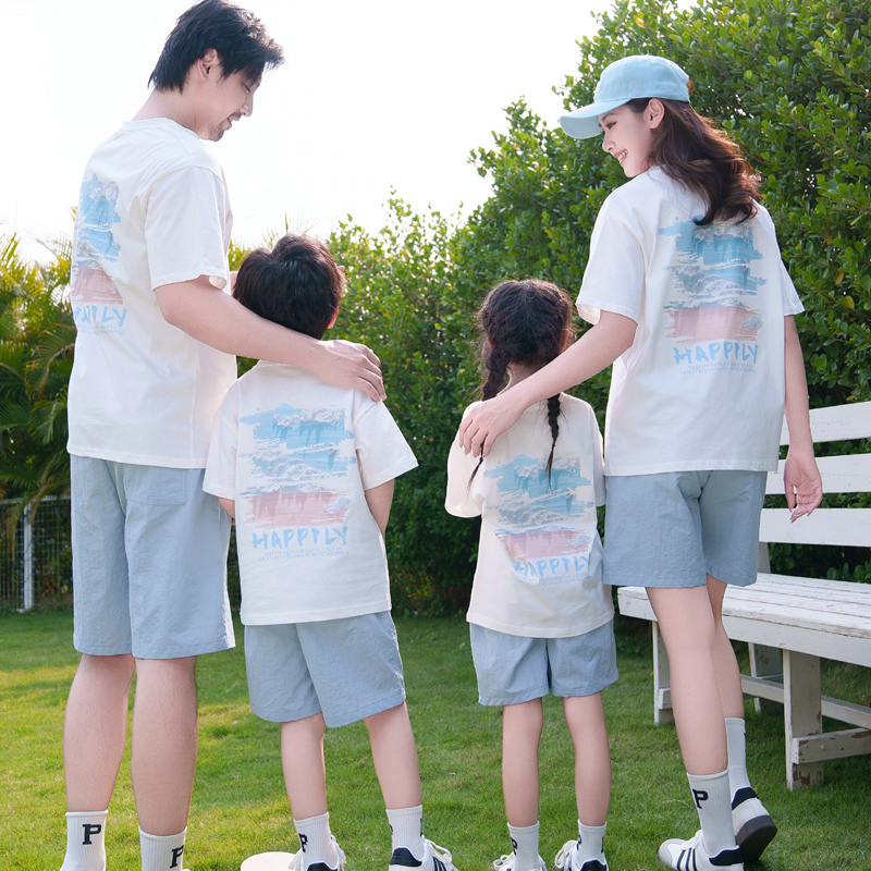 不一样亲子装一家三四五家庭套装夏季短袖T恤潮2025新款潮全家福