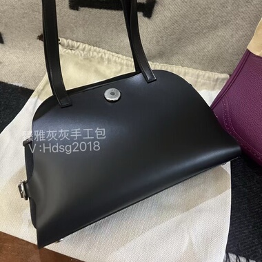 Tablier单肩腋下包 黑色银扣Hunter+Swift皮拼帆布 手作Sellier