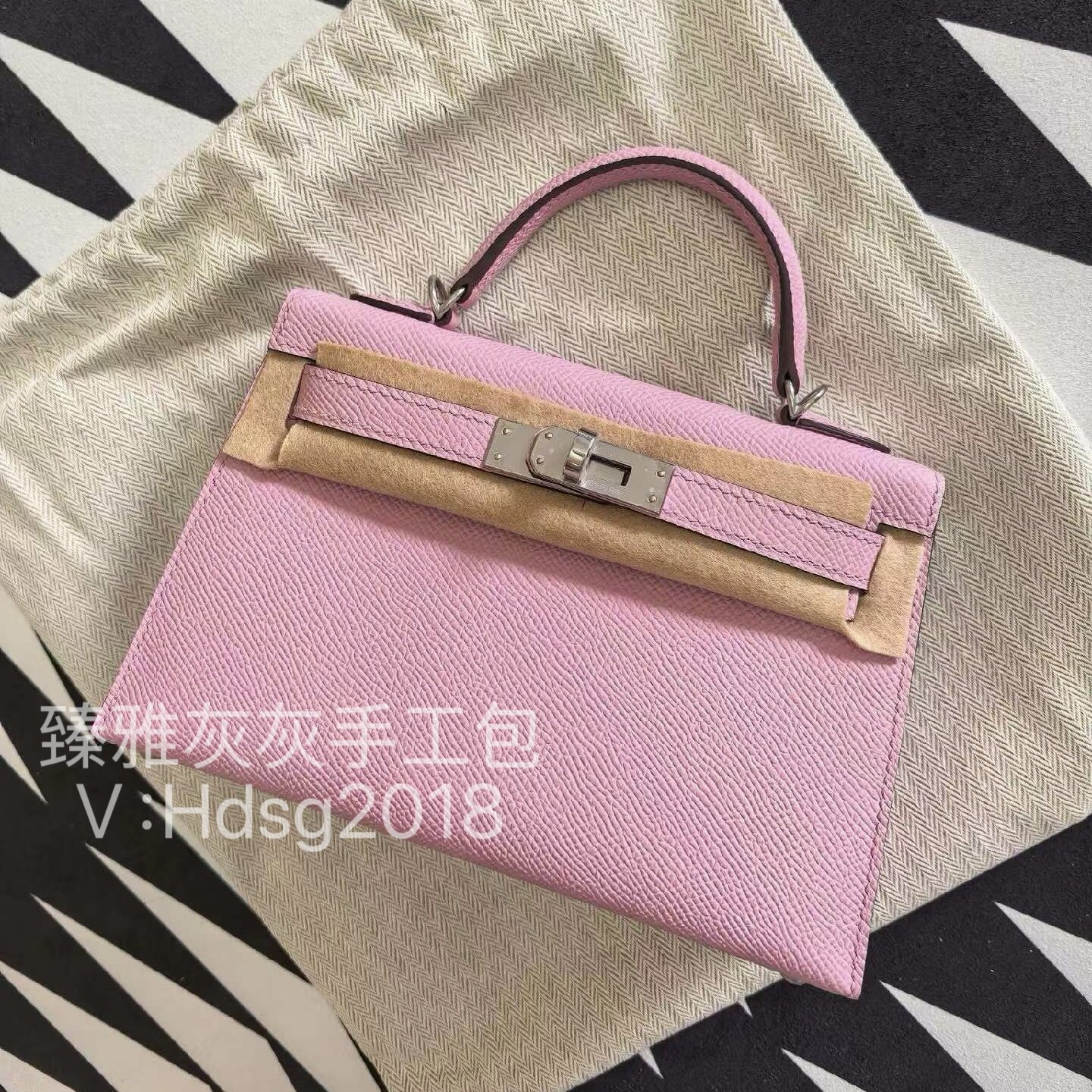 二代Mini凯莉包19 锦葵紫X9进口Epsom皮 全手工制作手提斜挎包