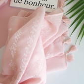 丝巾软妹文艺夏季 樱花树下 百搭春季 粉色棉麻围巾女 防晒披肩 韩版