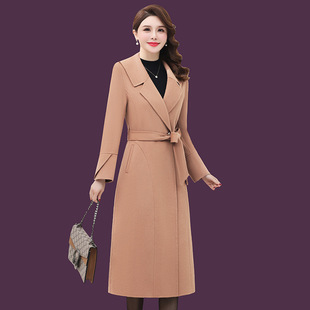 毛呢大衣女中长款过膝2025年冬装新款年轻妈妈装高贵修身外套