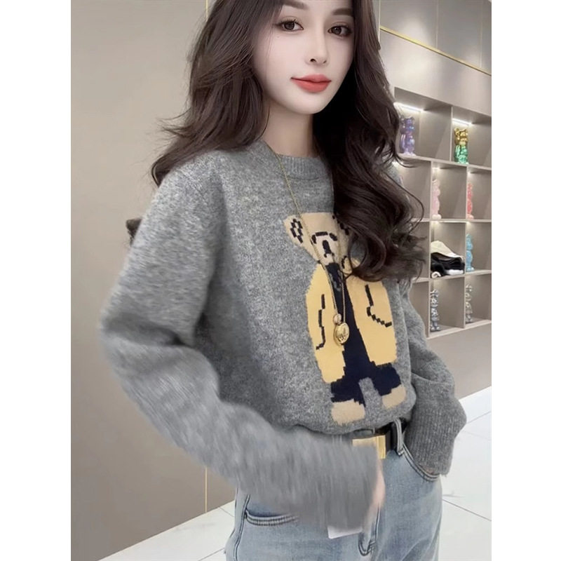 灰色短款毛衣女款小个子加厚内搭打底衫女2025新款秋冬学生针织衫