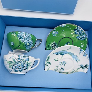 【双11礼物】Wedgwood 威基伍德白玉/翠玉骨瓷茶杯二杯二碟礼盒装