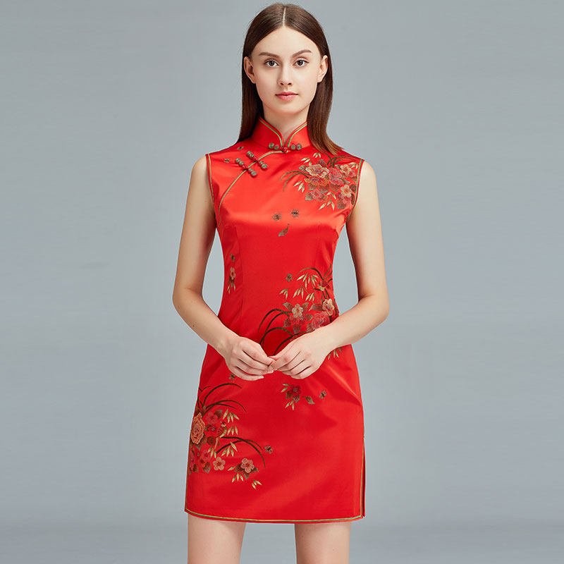 量身定制中式风敬酒服短款旗袍
